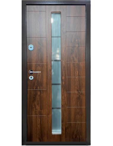 Двері металеві М/МДФ ТИП4 2050*860 ліві (-/дуб бронзовий зовнішня) СТ-101