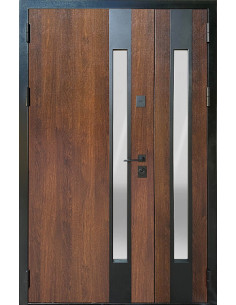 Двері Т16.ПЧ (9005) 1200 метал дуб бронзовий_зовн ~719.1 + емаль біла_вн ~148 + скло №0/00 л