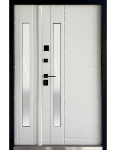 Двері Т16.ПЧ (9005) 1200 метал дуб бронзовий_зовн ~719.1 + емаль біла_вн ~148 + скло №0/00 л 2