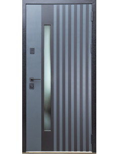Двері Т16.ПЧ (9005) 960 метал графіт темний_зовн ~720.1 + венге парма_вн ~0.1 + скло №00 + поріг нер