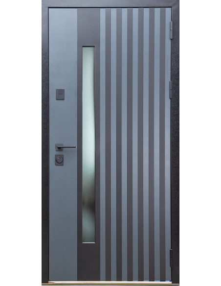 Двері Т16.ПЧ (9005) 960 метал графіт темний_зовн ~720.1 + венге парма_вн ~0.1 + скло №00 + поріг нер