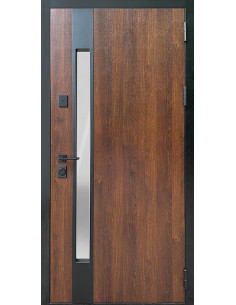 Двері Т16.ПЧ (9005) 960 метал дуб бронзовий_зовн ~719.1 + емаль біла_вн ~148 + скло №00 л