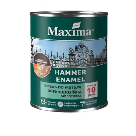 Емаль антикорозійна по металу 3 в 1, молоткова, чорна, TM"MAXIMA" - 0,75л
