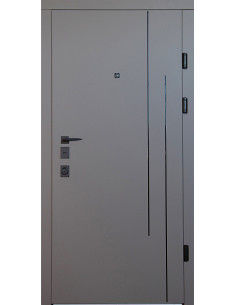 Двері Т2.24.ПЧ Kale (9005) 860 софт темно-сірий сатин_зовн ~542.1 + слонова кістка супермат_вн ~547.