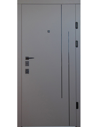 Двері Т2.24.ПЧ Kale (9005) 860 софт темно-сірий сатин_зовн ~542.1 + слонова кістка супермат_вн ~547.