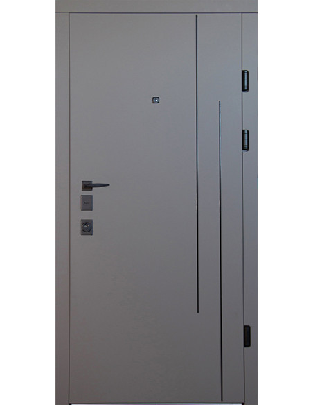 Двері Т2.24.ПЧ Kale (9005) 860 софт темно-сірий сатин_зовн ~542.1 + слонова кістка супермат_вн ~547.
