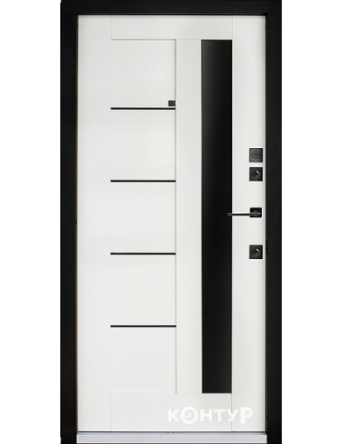 Двері Т3.23.ПЧ (9005) 860 сланець темний/спил дерева коньячний_зовн ~632.1 + емаль біла_вн ~605.1 л