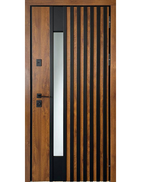 Двері Т6.23.ПЧ (9005) 960 метал дуб золотий_зовн ~720.1 + термо дуб золотий_вн ~0.1 + скло №00 л