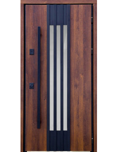 Двері Т6.23.ТЧ (офісна ручка) (9005) 960 метал дуб бронзовий_зовн ~711.1 + емаль біла_вн ~0.1 + скло