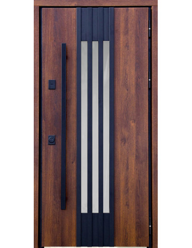 Двері Т6.23.ТЧ (офісна ручка) (9005) 960 метал дуб бронзовий_зовн ~711.1 + емаль біла_вн ~0.1 + скло