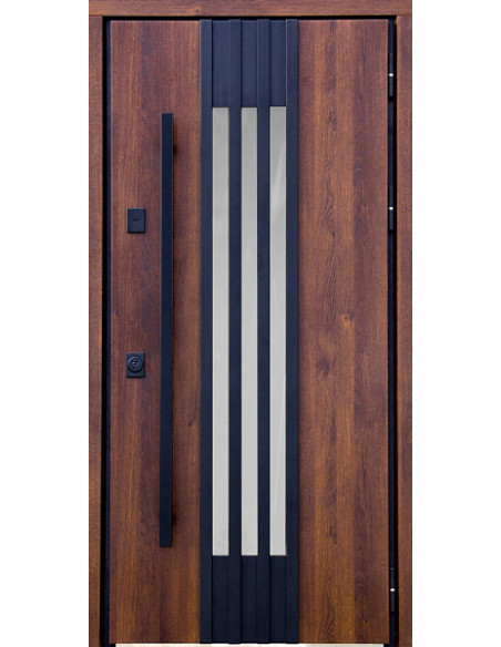 Двері Т6.23.ТЧ (офісна ручка) (9005) 960 метал дуб бронзовий_зовн ~711.1 + емаль біла_вн ~0.1 + скло