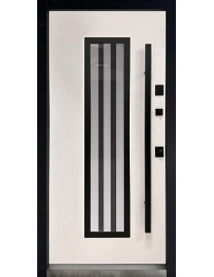 Двері Т6.23.ТЧ (офісна ручка) (9005) 960 метал дуб бронзовий_зовн ~711.1 + емаль біла_вн ~0.1 + скло 2