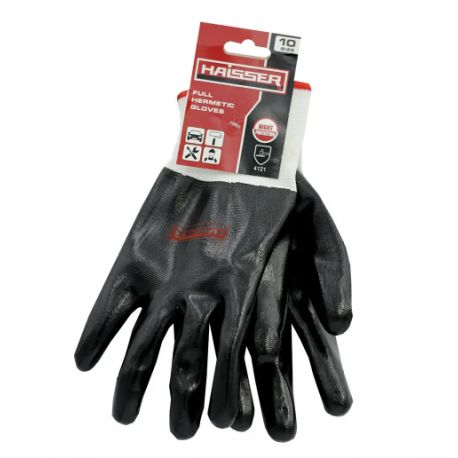 Рукавичкі поліестер білі з чорним повним нітриловим покриттям з під