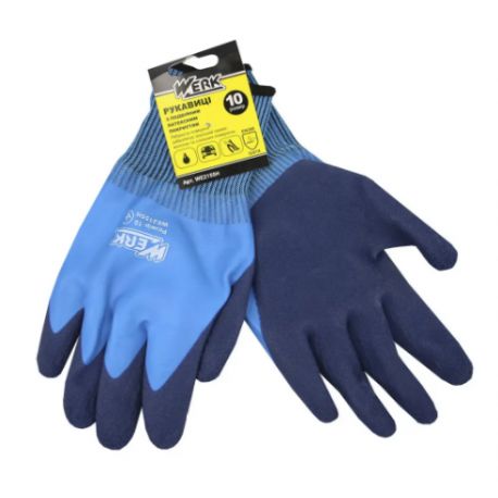 Рукавички поліестр блакитні (подвійний латекс) WERK