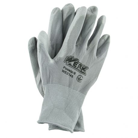 Рукавички трикотажні ПЕ, сірий колір, ПУ покритя покриття WERK
