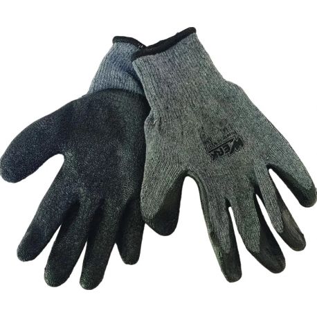 Рукавички трикотажні сірі з латексним покриттям (чорний) р