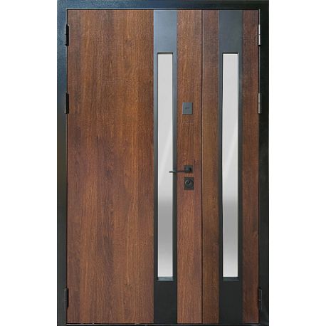 Двері Т16.ПЧ (9005) 1200 метал дуб бронзовий_зовн ~719.1 + емаль біла_вн ~148 + скло №0/00 л