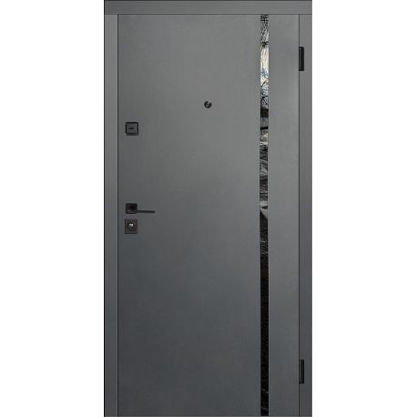 ЕКО-16/17: Двері металеві МДФ/МДФ ТИП1 2050*860 ліві (антрацит/біла шагрень)