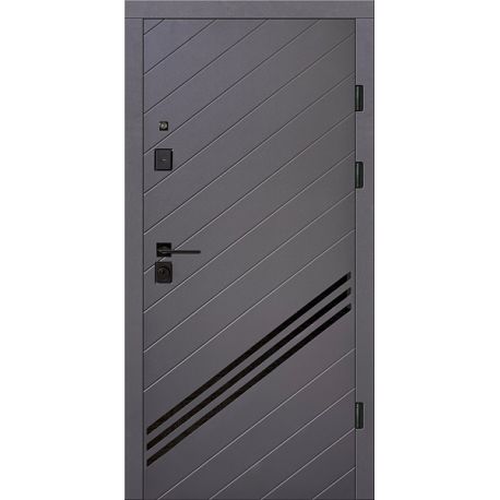 КС-25/дзеркало: Двері металеві МДФ/МДФ ТИП12 2050*860 ліві (антрацит/бiла шагрень)