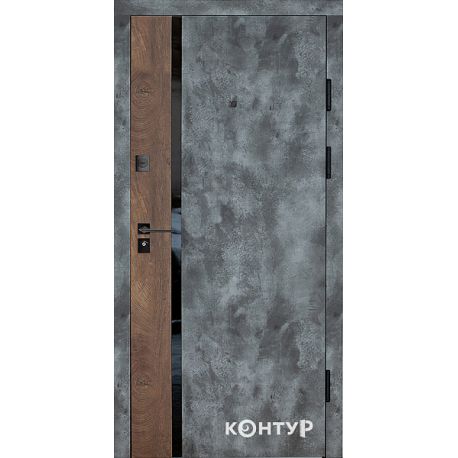 Двері Т3.23.ПЧ (9005) 860 сланець темний/спил дерева коньячний_зовн ~632.1 + емаль біла_вн ~605.1 л