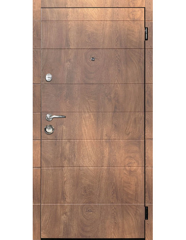 ЕКО-1: Двері металеві МДФ/МДФ ТИП1 2050*860 ліві (спил дерева коньячний/спил дерева коньячний)