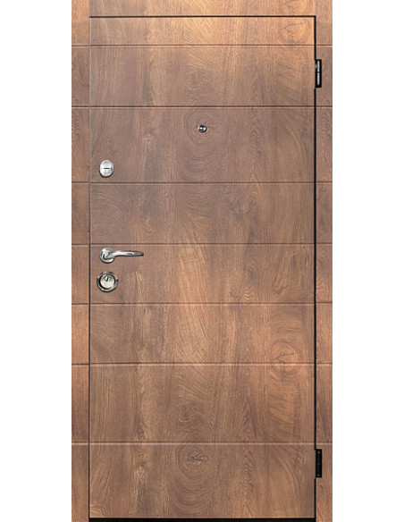 ЕКО-1: Двері металеві МДФ/МДФ ТИП1 2050*860 ліві (спил дерева коньячний/спил дерева коньячний)