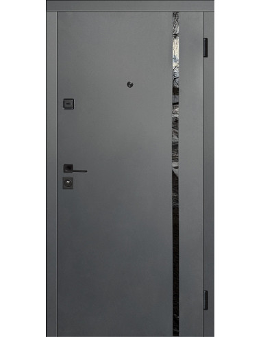ЕКО-16/17: Двері металеві МДФ/МДФ ТИП1 2050*860 ліві (антрацит/біла шагрень)