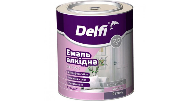 Емаль алкідна ПФ-115П Біла глянсова ТМ "DELFI" -2,8 кг