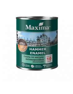 Емаль антикорозійна по металу 3 в 1, молоткова, чорна, TM"MAXIMA" - 0,75л