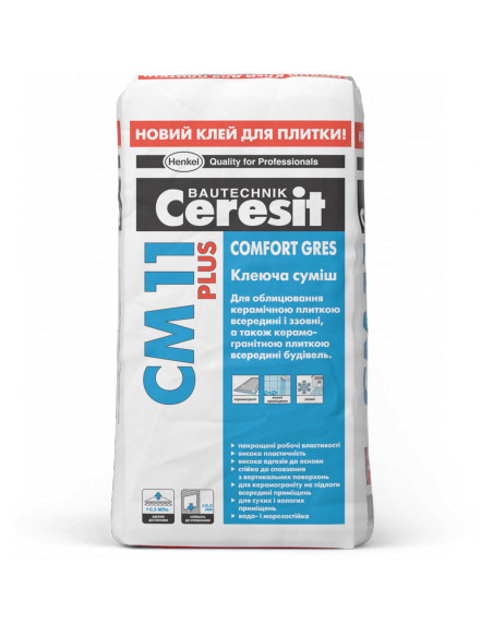 Клей для плитки "Церезіт" СМ-11  ПЛЮС, 25 кг