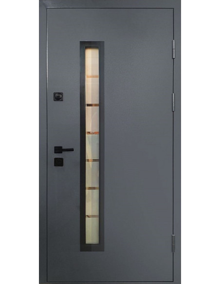 814.1/148 СП1 2050*950 Ліве Сірий (7024)/ Термо біле дерево, Тип 15. KALE 252/447, мдф-/10, склопаке