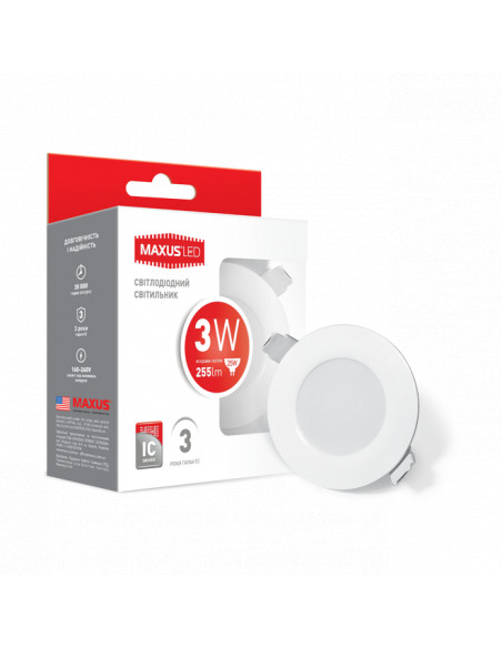 LED світильник MAXUS 3W 4100K (1SDL-011-01)