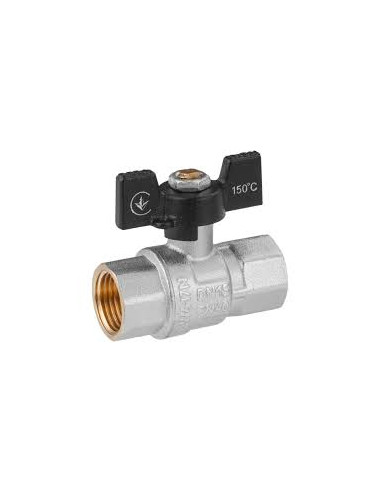 Кран кульовий KRONER 1/2" ВВ PN40 нікель метелик