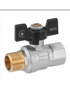 Кран кульовий Kroner 1/2" ВЗ PN40 метелик, нікельований