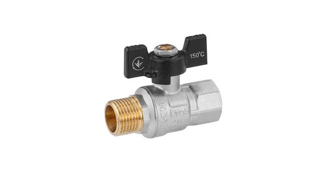 Кран кульовий KRONER нікель метелик PN40 3/4" ВЗ