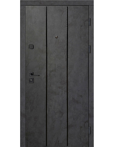 КС-11: Двері металеві МДФ/МДФ ТИП14 2050*860 ліві (бетон антрацит/оксид білий)