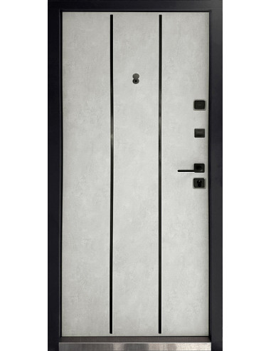 КС-11: Двері металеві МДФ/МДФ ТИП14 2050*860 ліві (бетон антрацит/оксид білий)