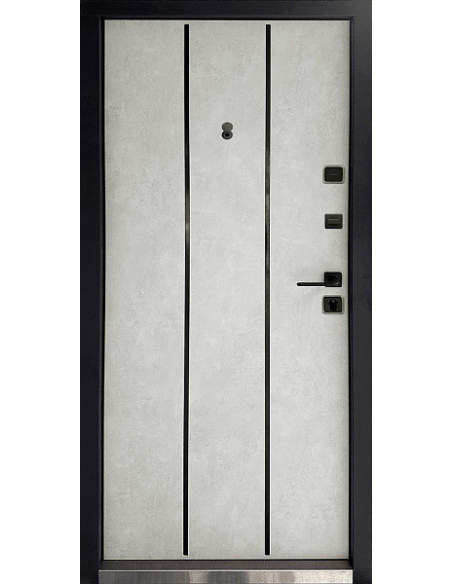 КС-11: Двері металеві МДФ/МДФ ТИП14 2050*860 ліві (бетон антрацит/оксид білий)