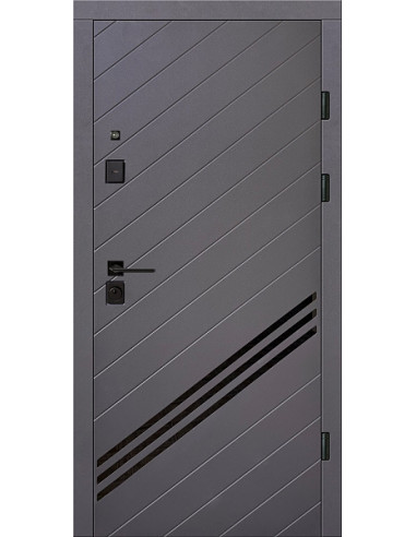 КС-25/дзеркало: Двері металеві МДФ/МДФ ТИП12 2050*860 ліві (антрацит/бiла шагрень)