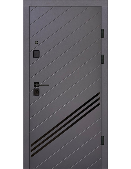 КС-25/дзеркало: Двері металеві МДФ/МДФ ТИП12 2050*860 ліві (антрацит/бiла шагрень)