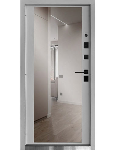 КС-25/дзеркало: Двері металеві МДФ/МДФ ТИП12 2050*860 ліві (антрацит/бiла шагрень)