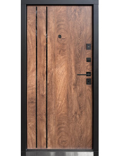 КС-28: Двері металеві МДФ/МДФ ТИП14 2050*860 ліві (спил дерева коньячний/спил дерева коньячний) 2