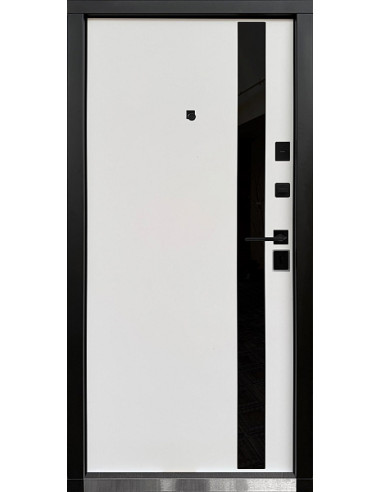 КС-29: Двері металеві МДФ/МДФ ТИП14 2050*860 ліві (оксид темний/бiла шагрень)