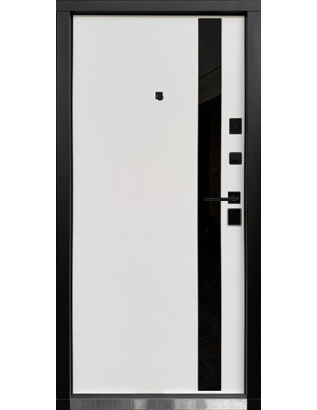 КС-29: Двері металеві МДФ/МДФ ТИП14 2050*860 ліві (оксид темний/бiла шагрень)