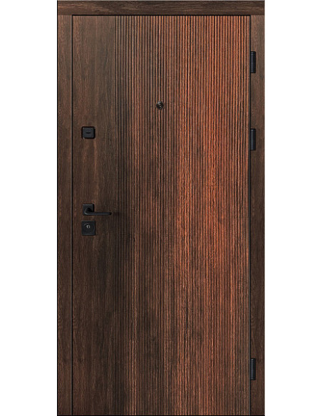 КС-9/10: Двері металеві МДФ/МДФ ТИП14 2050*860 ліві (дуб табак/дуб немо срібний)