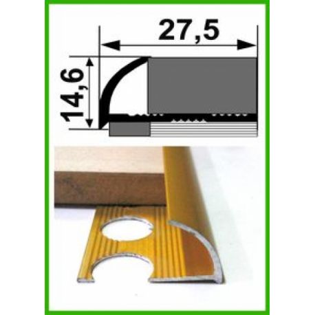 Алюминиевый порожек для керамической плитки - НАП 12 - 2,7м Золото