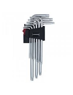 Набір Г-подібних ключів TORX з отвором подовжених 9 од., S2, T10-50 HAISSER