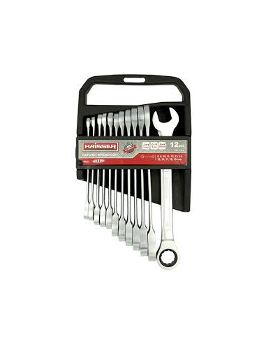 Набір ключів комбінованих з тріскачкою COLD STAMPED 12 од. Haisser 