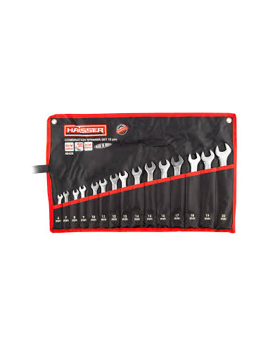 Набір ключів комбінованих. 15шт (6,7,8......22) HAISSER