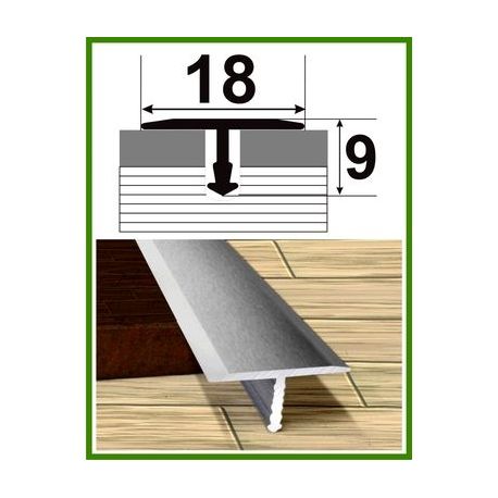 Алюминиевый порожек для керамической плитки - АТ 18  серебро